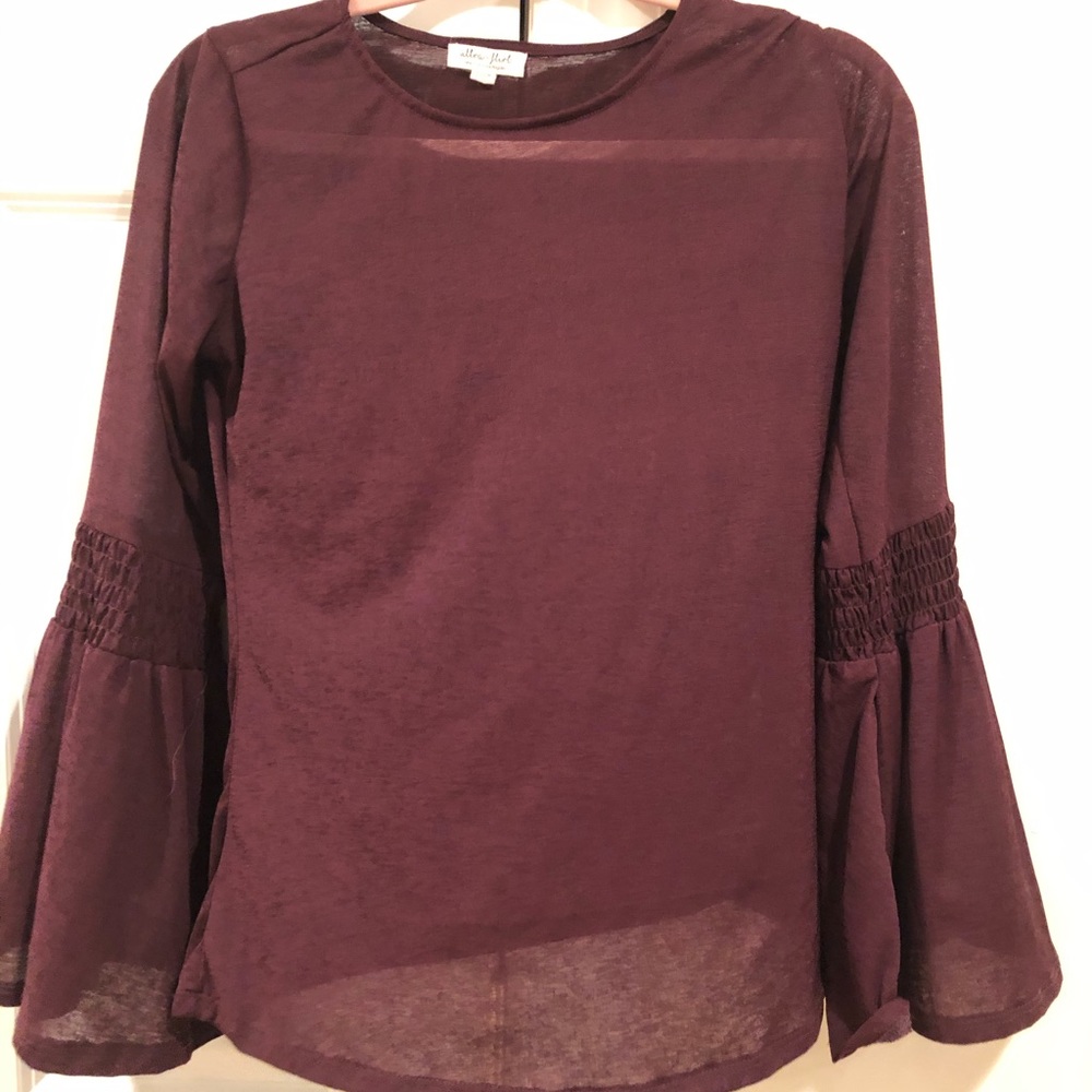 Sheer top with flare sleeves